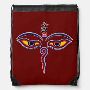 Wisdom Eyes Of Buddha - Bodhnath temple eyes Drawstring Bag