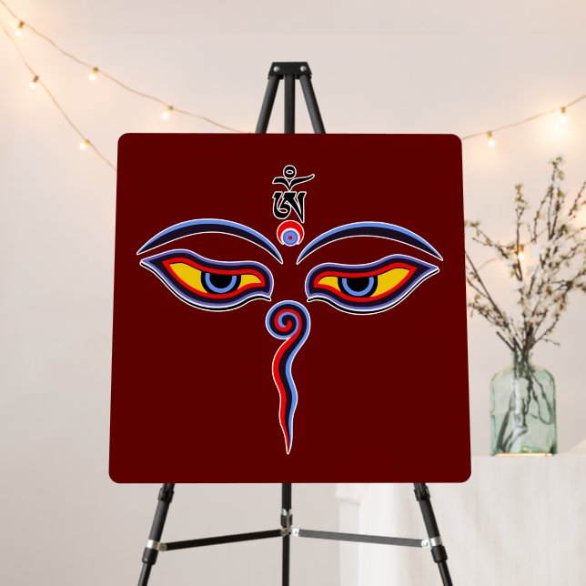 Wisdom Eyes Of Buddha - Bodhnath temple eyes Foam Board (In Situ (Stand))