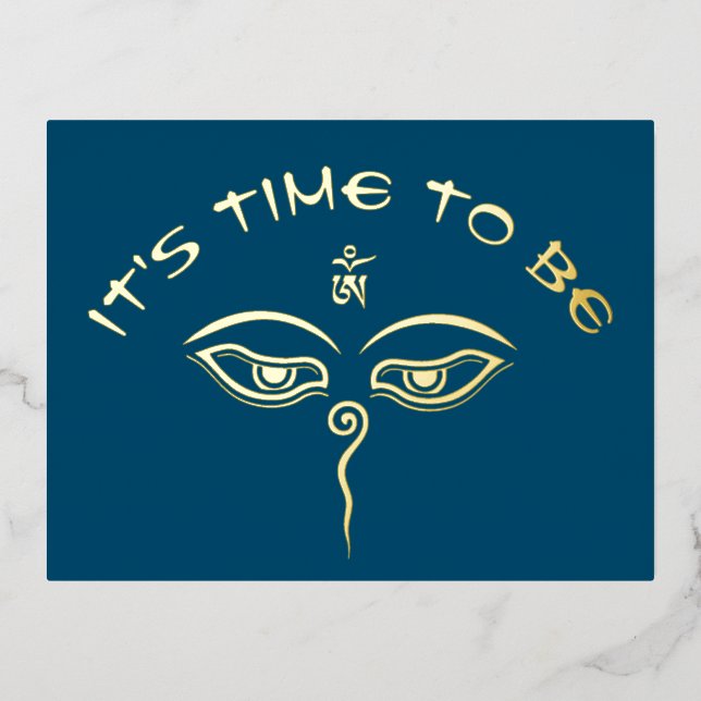 Wisdom Eyes Of Buddha - Bodhnath temple eyes Foil Holiday Postcard (Front)