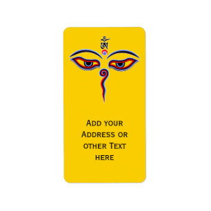 Wisdom Eyes Of Buddha - Bodhnath temple eyes Label