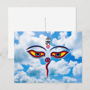 Wisdom Eyes Of Buddha - Bodhnath temple eyes Postcard