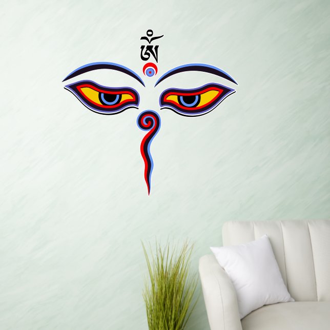 Wisdom Eyes Of Buddha - Bodhnath temple eyes Wall Decal (Living Room)