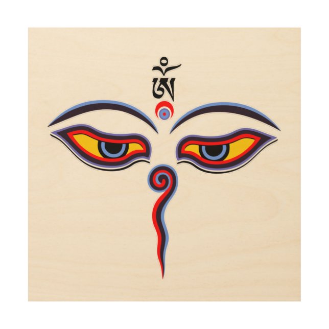 Wisdom Eyes Of Buddha - Bodhnath temple eyes Wood Wall Art (Front)