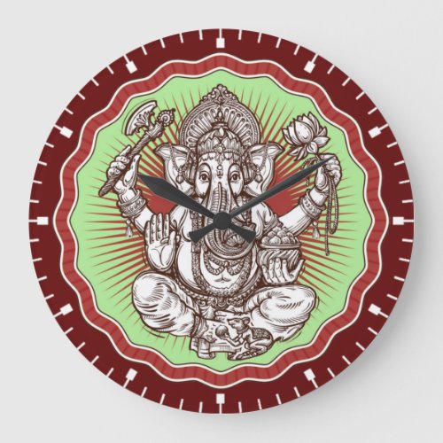 Wisdom Ganapati India Hindu Lord Ganesha Elephant Large Clock