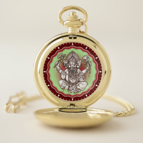 Wisdom Ganapati India Hindu Lord Ganesha Elephant Pocket Watch