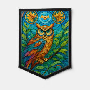 Wisdom in Glass Stained-Glass Owl with Floral  Pennant