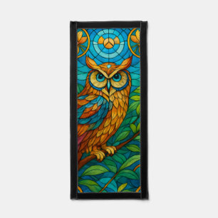 Wisdom in Glass Stained-Glass Owl with Floral  Pennant