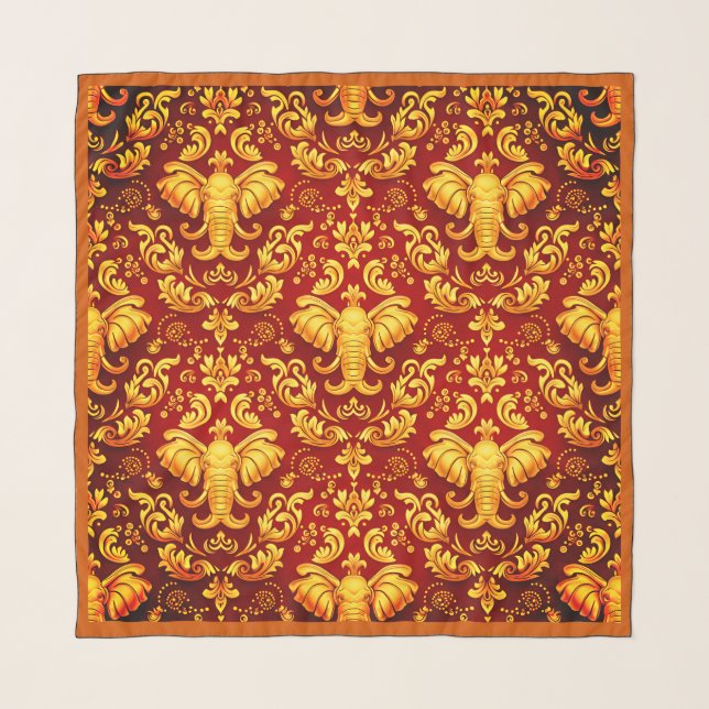 Wisdom in Silk: Mara Trumpeting Glory Crimson & Go Scarf (Front)