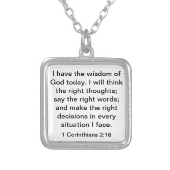 Wisdom Of God Bible Verse 1 Corinthians 2:16 Silver Plated Necklace by LPFedorchak at Zazzle
