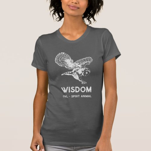 Wisdom owl spirit animal grey womens T_Shirt