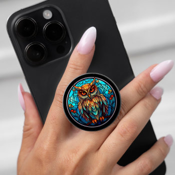 Wisdom Owl Stained Glass Effect Popsocket by Westerngirl2 at Zazzle