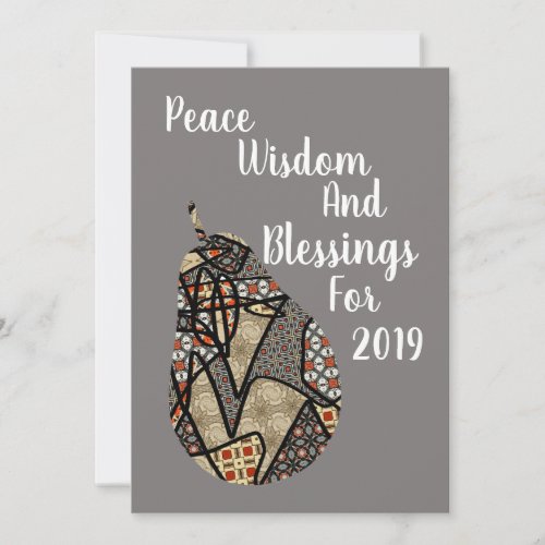 Wisdom Peace Blessings New Years Pear Holiday Card