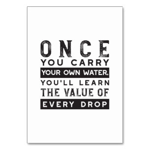 Wisdom Quote Design - Value of Every Drop Table Number