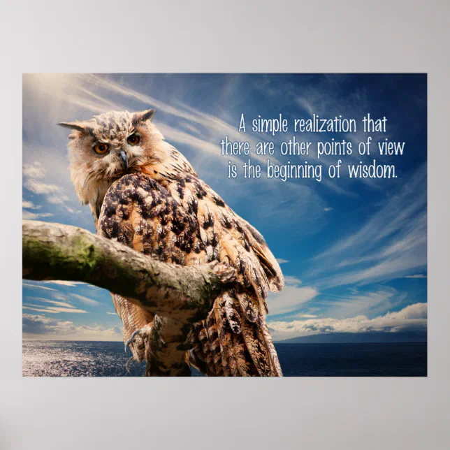 Wisdom Quote Owl poster | Zazzle