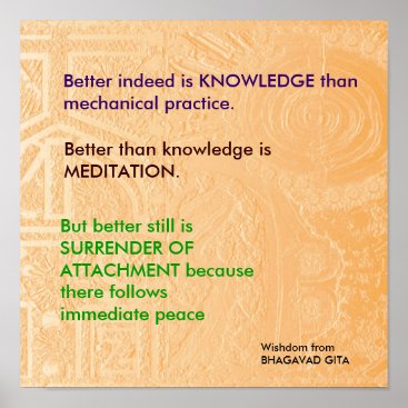 WISDOM Quotes from Bhagavad Gita Poster