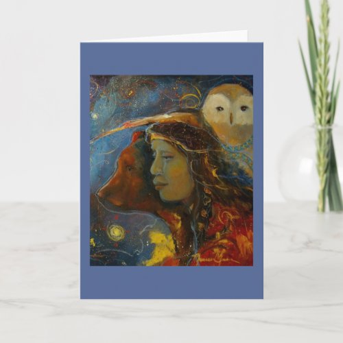 Wisdom Strength Bear Owl Greeting Card