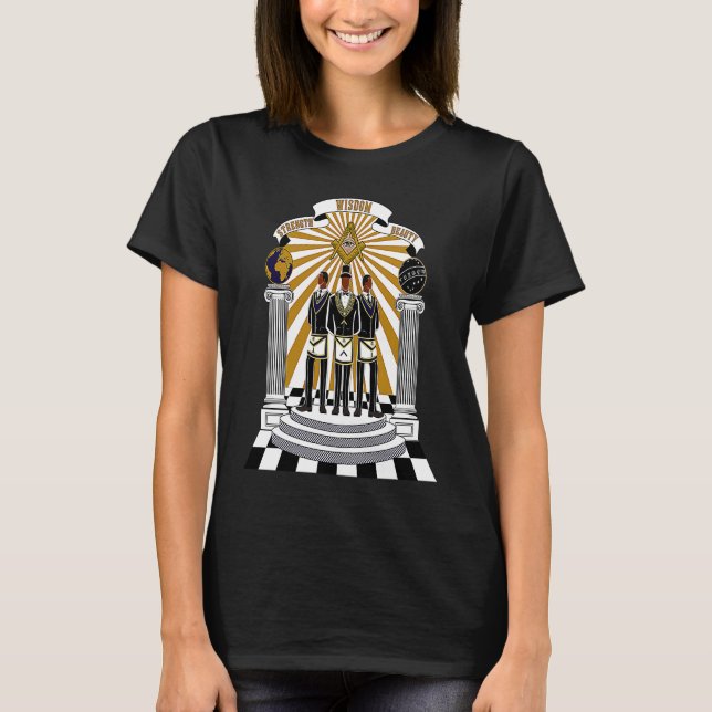 Wisdom Strength Beauty Brothers Masonic Father's d T-Shirt (Front)