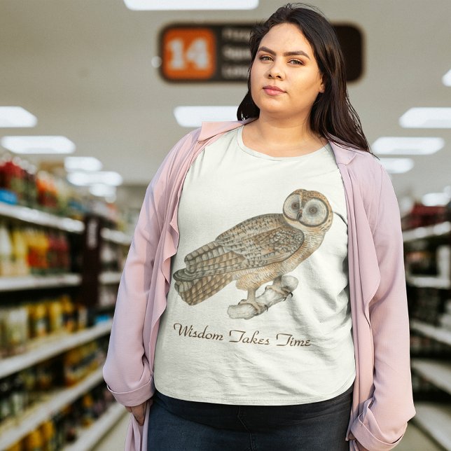 Wisdom Takes Time Owl Plus Size T-Shirt (Creator Uploaded)