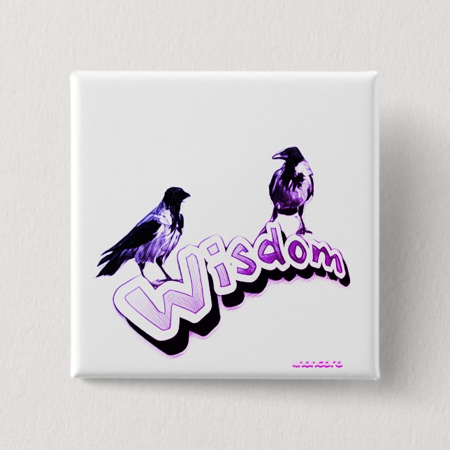 Wisdom - Two wise purple crows Button (Front)