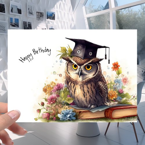 Wise and Clever Owl _ School Library Book Birthday Card