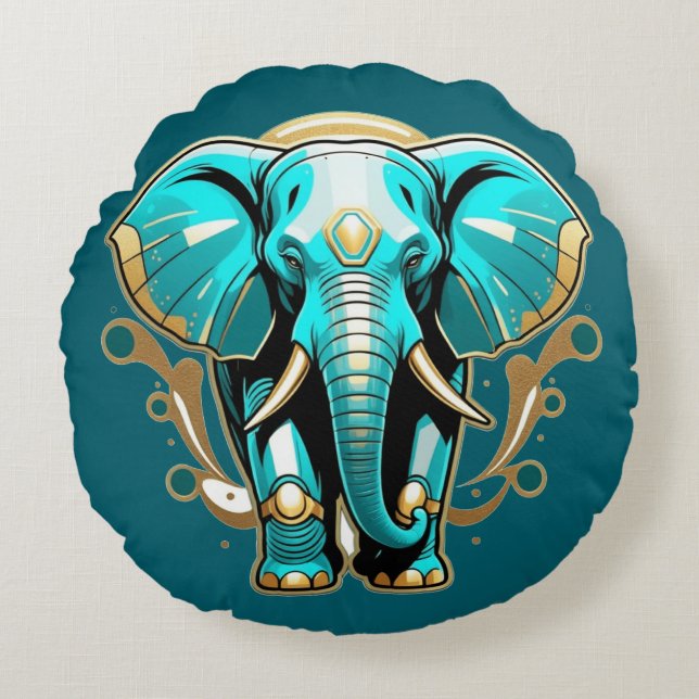Wise as an Elephant Brushed Polyester Round Pillow (Front)