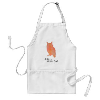 Wise as an Owl Typographical Watercolor Adult Apron