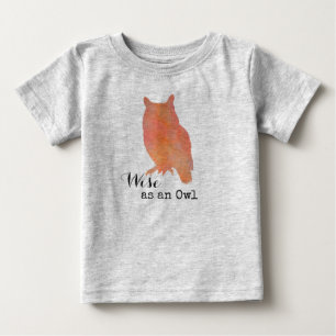 Wise as an Owl Typographical Watercolor Baby T-Shirt