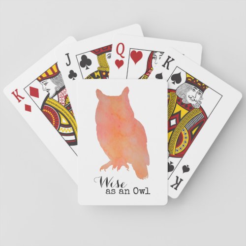 Wise as an Owl Typographical Watercolor Poker Cards