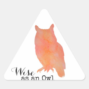 Wise as an Owl Typographical Watercolor Triangle Sticker