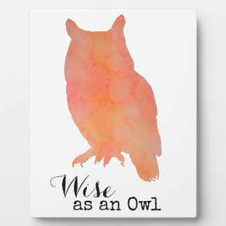 Wise as an Owl Woodland Watercolor Plaque