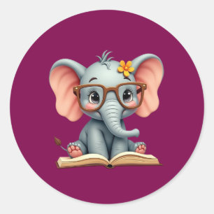 Wise Baby Elephant Classic Round Sticker
