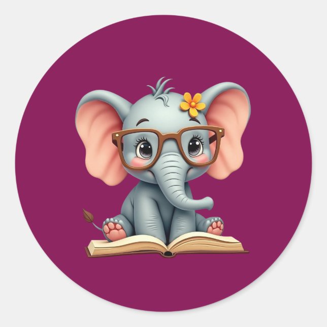 Wise Baby Elephant Classic Round Sticker (Front)