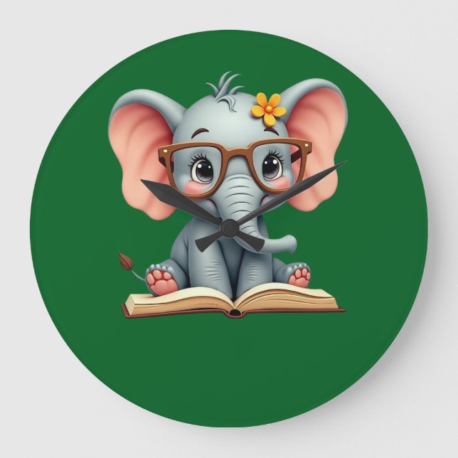Wise Baby Elephant Large Clock (Front)
