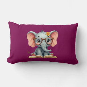 Wise Baby Elephant Lumbar Pillow
