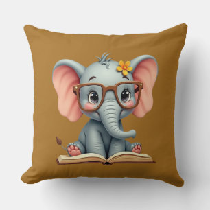 Wise Baby Elephant Throw Pillow