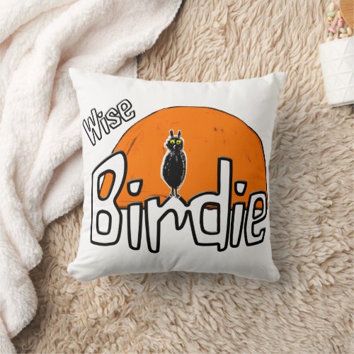 Wise birdie  throw pillow
