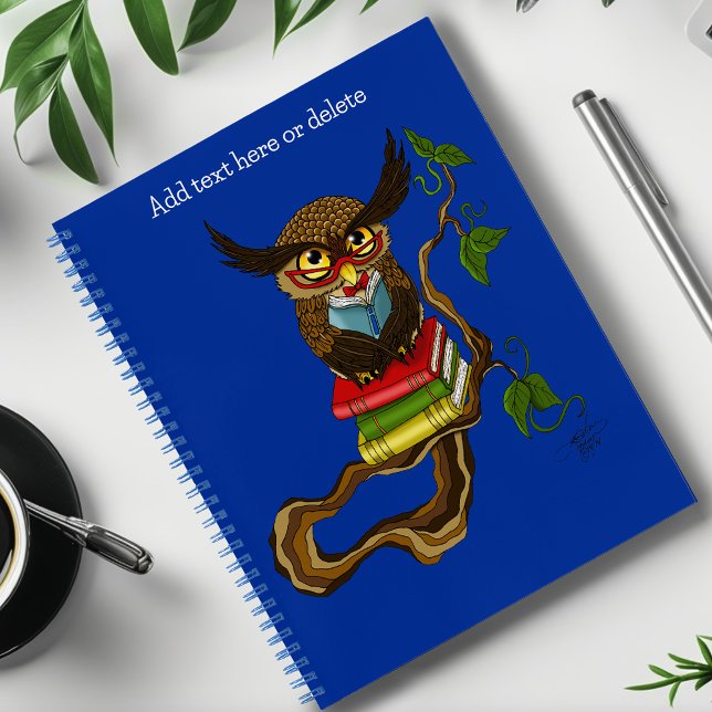Wise Blue Cute Brown Reading Owl Books (Creator Uploaded)