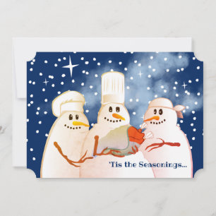 Wise chefs snowman turkey culinary Christmas Holiday Card