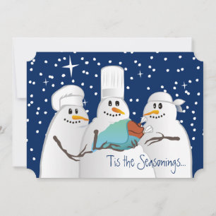 Wise chefs snowmen turkey baby culinary Christmas Holiday Card