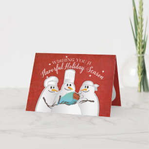 Wise chefs snowmen turkey baby culinary Christmas Holiday Card