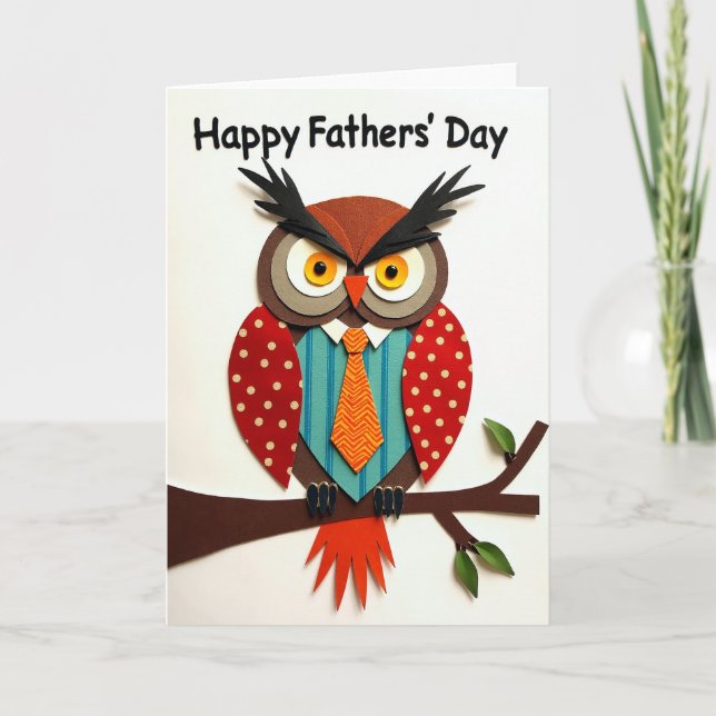 Wise Fathers Day Owl Art Card (Front)