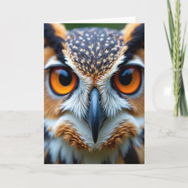 Wise Fathers Day Owl Face Card (Front)