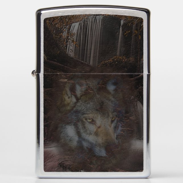 Wise Forest Wolf Zippo Lighter (Front)