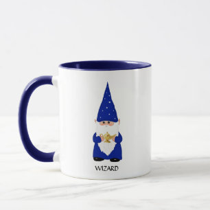 Wise Gnome Dressed in Blue with Lamp Mug