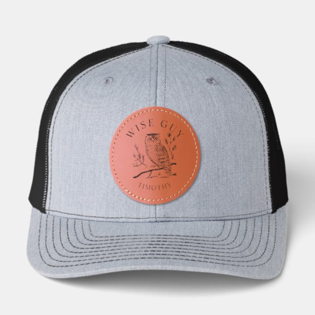 Wise Guy Funny Dad Custom Leather Patch Hat (Front)