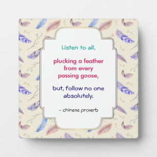 Wise Inspirational Motivational Chinese Proverb Plaque