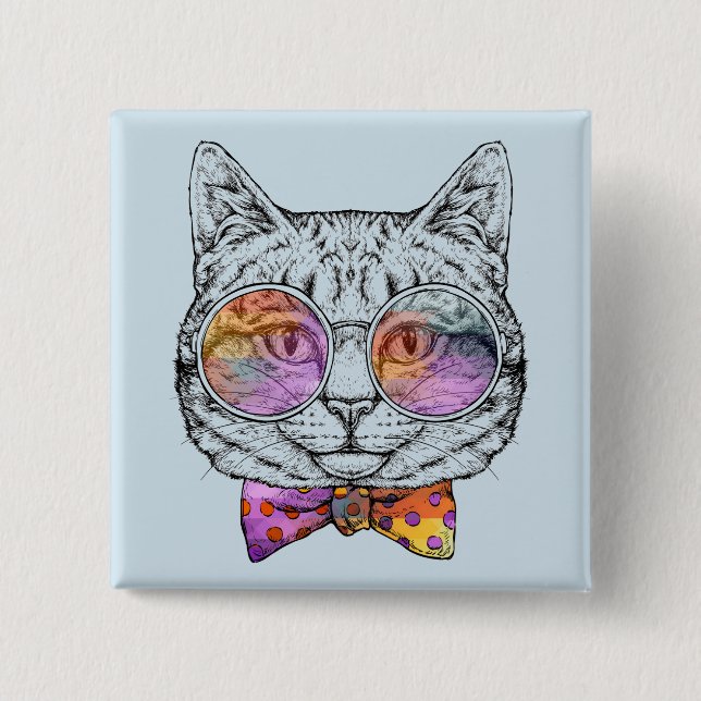 Wise Kitty Kat Button (Front)