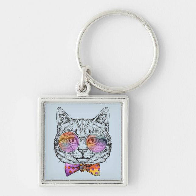 Wise Kitty Kat Keychain (Front)