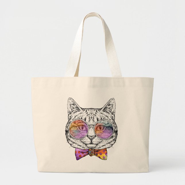 Wise Kitty Kat Large Tote Bag (Front)