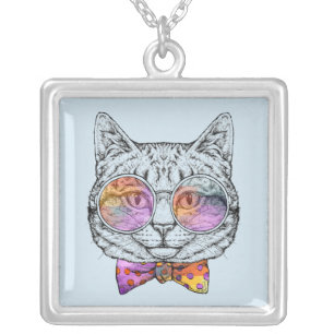Wise Kitty Kat Silver Plated Necklace